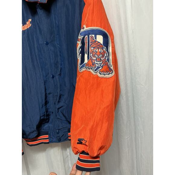 Vintage 90s Detroit Tigers Starter Insulated Jacket Big Logo Patch Rare MLB USA - Picture 5 of 12